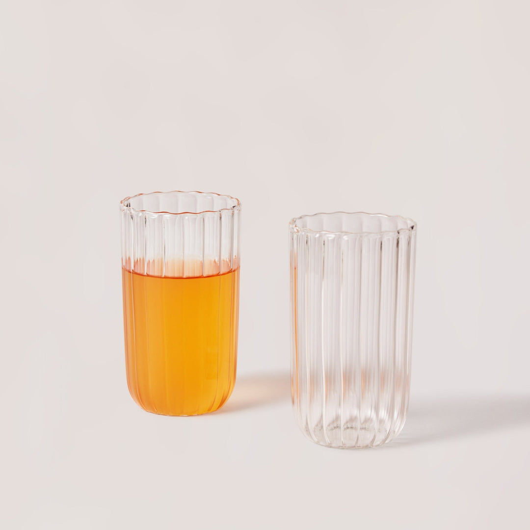 Ribbed Glass Tall Tumblers, Set of 4