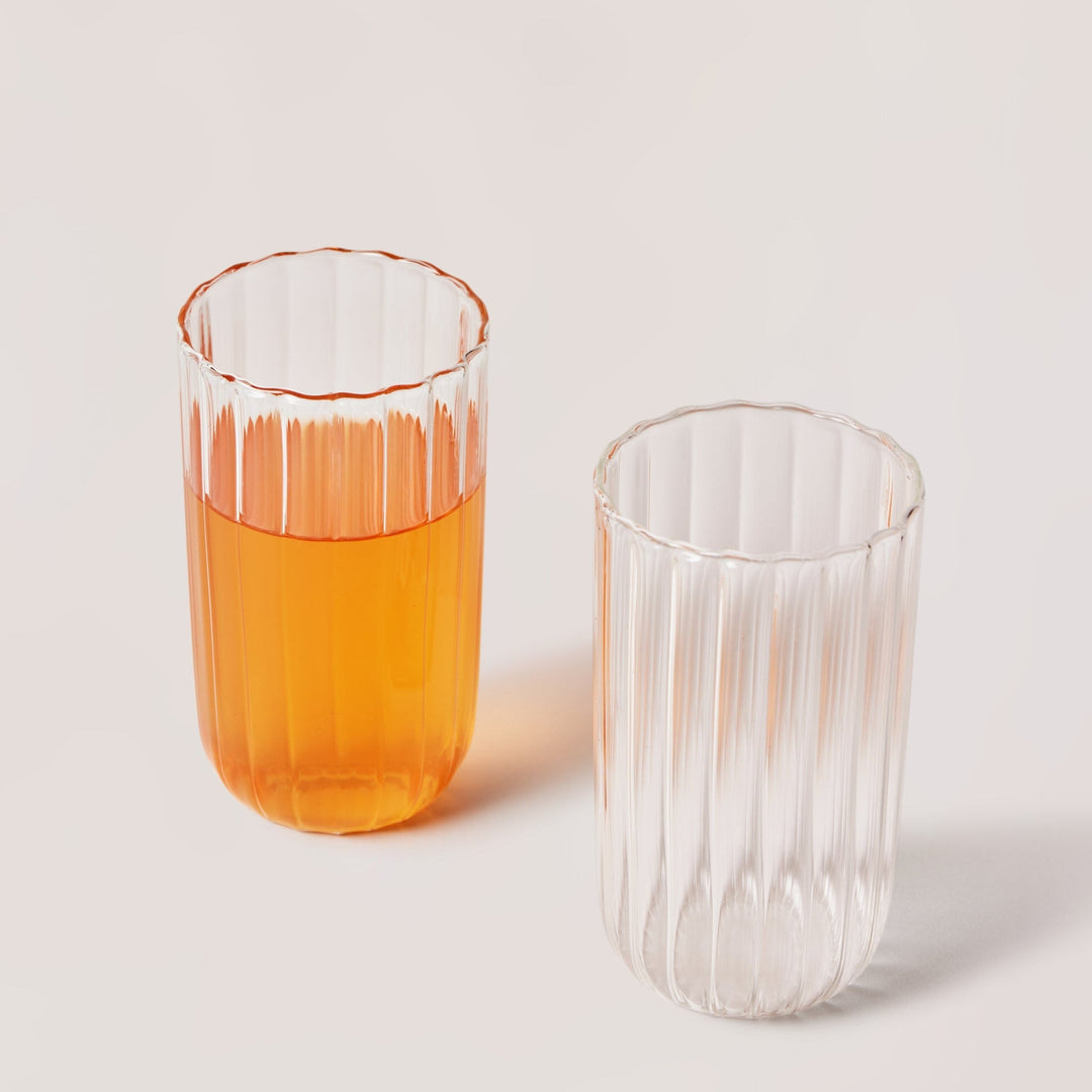 Ribbed Glass Tall Tumblers, Set of 4