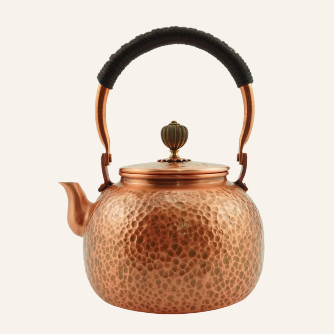 Handmade Solid Copper Tea Pot Kettle, Hammered
