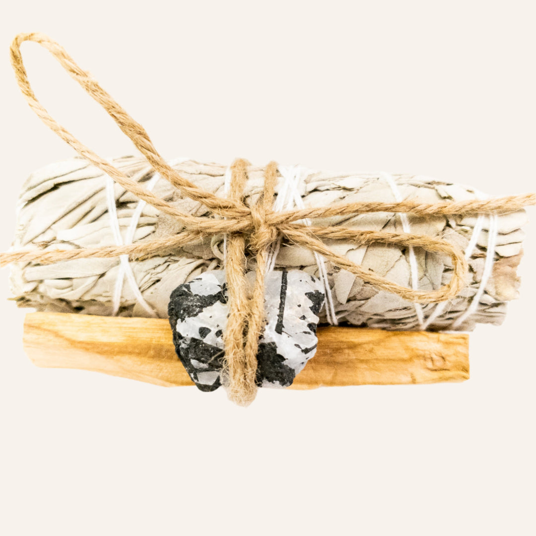 Bundle of Sage, Palo Santo & A Crystal, Cleansing Set