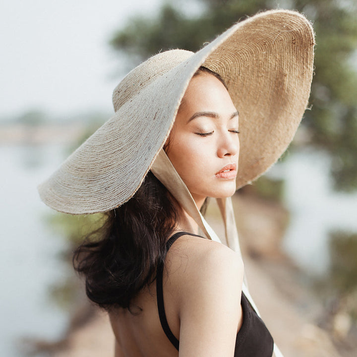 Wide Brim Jute Hat, Natural Beige