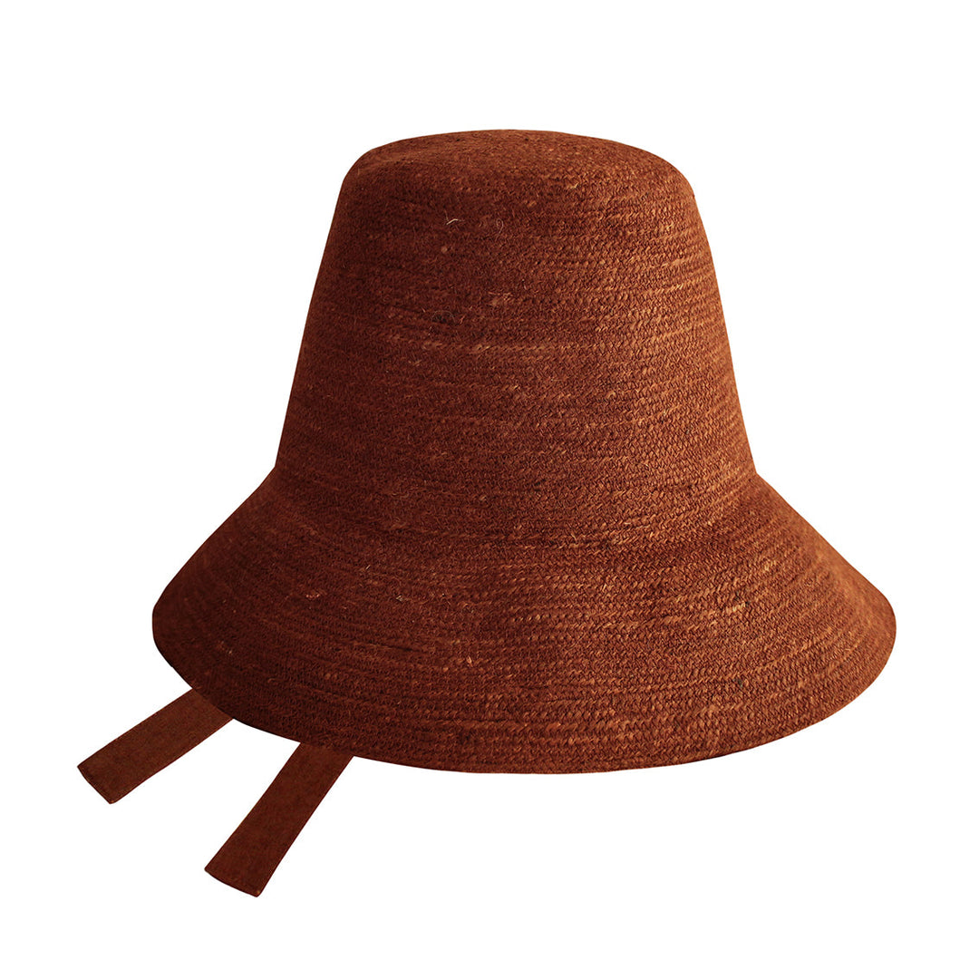 Jute Straw Tall Hat, Burnt Sienna