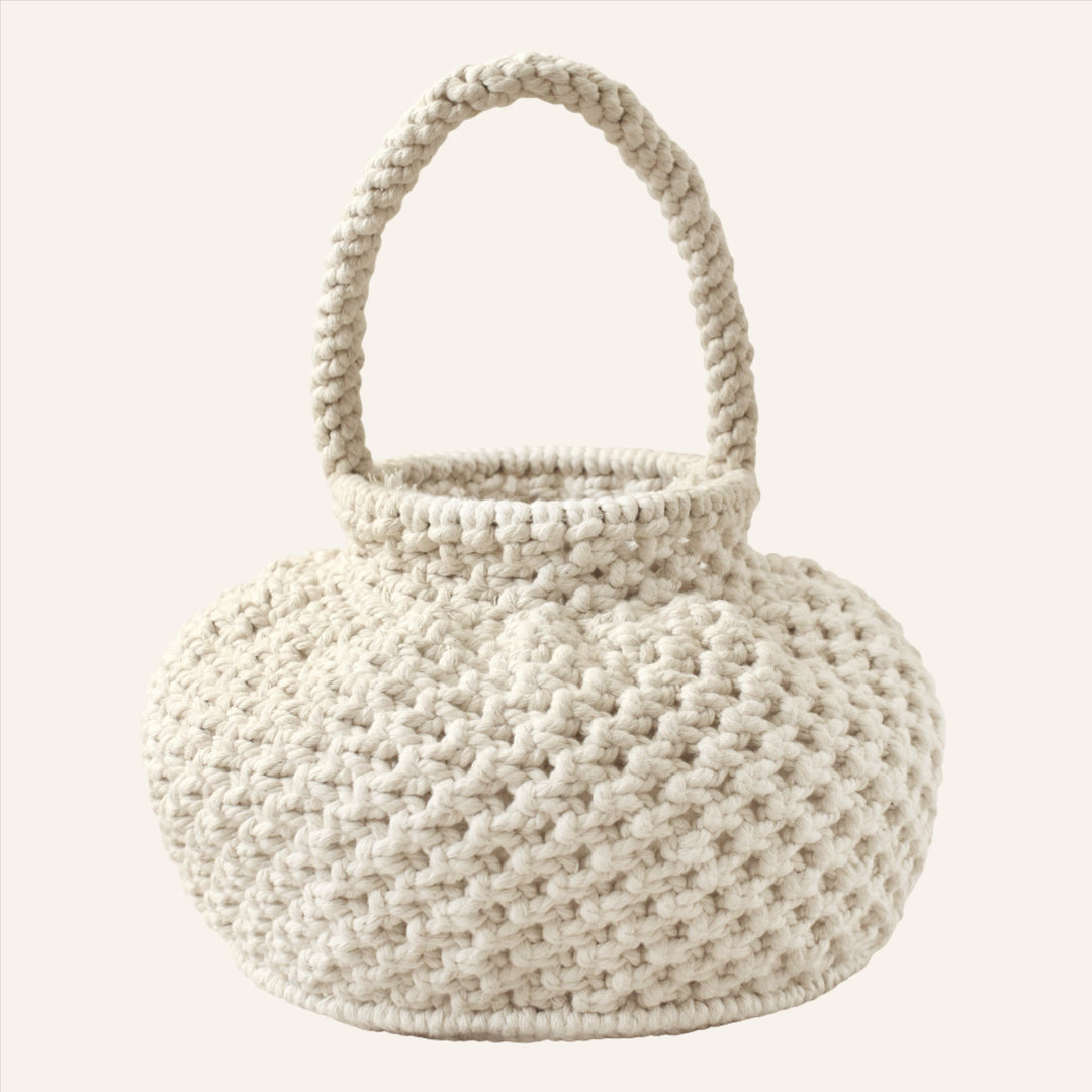 Macrame Bucket Bag, Off White