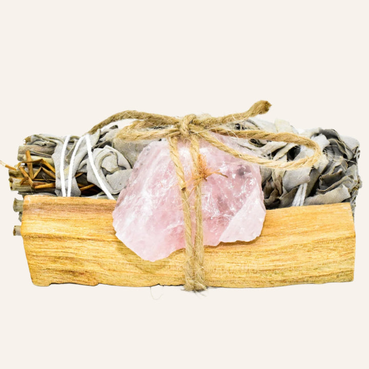 Bundle of Sage, Palo Santo & A Crystal, Cleansing Set