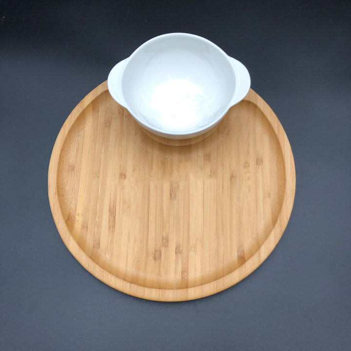 Bamboo And Fine Porcelain Set, Soup Cup & Platter