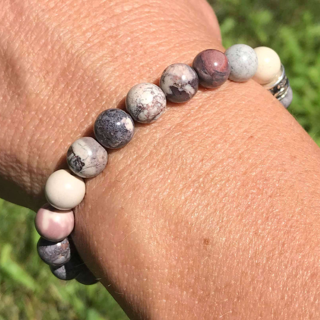 Stone Bead Elastic Bracelet, Jasper