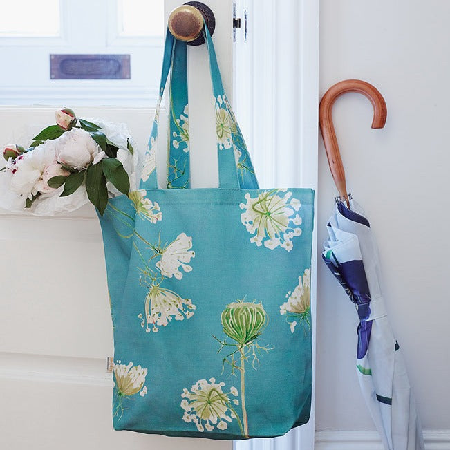 Tote Bag, Lace on Teal