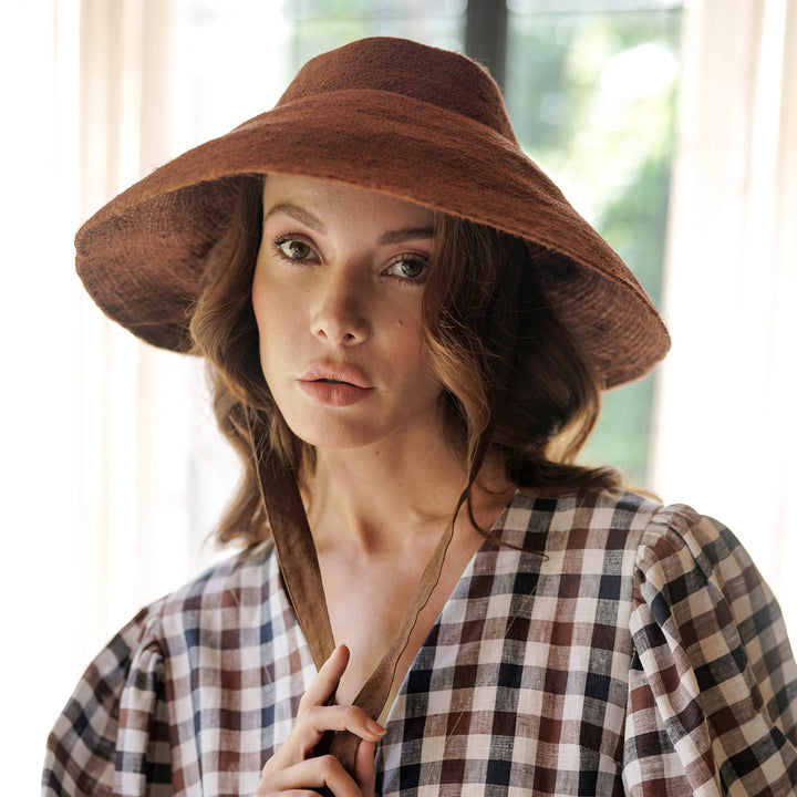 Jute Downturned Hat, Burnt Sienna