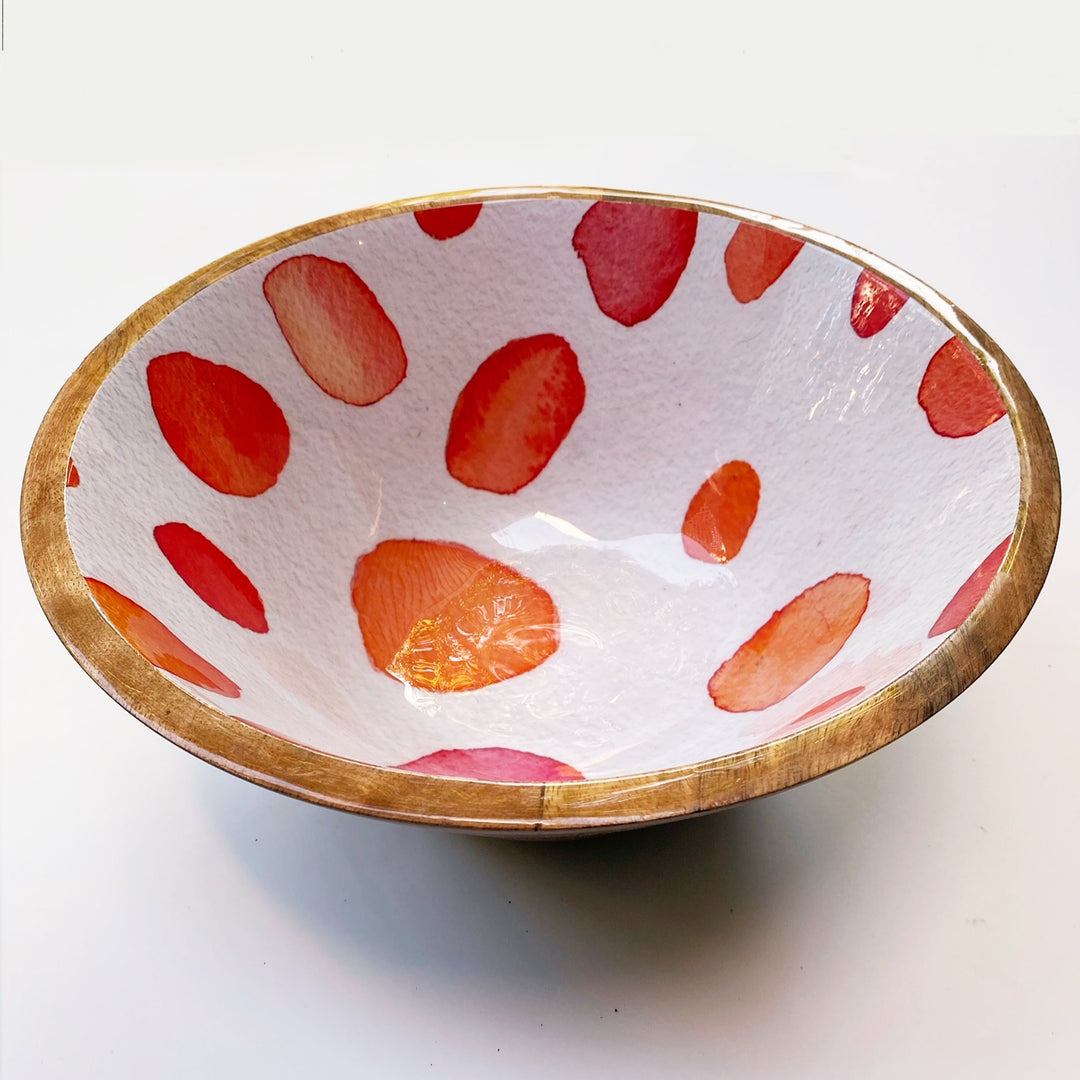 Mango Wood Serving Bowl, Rose Petals