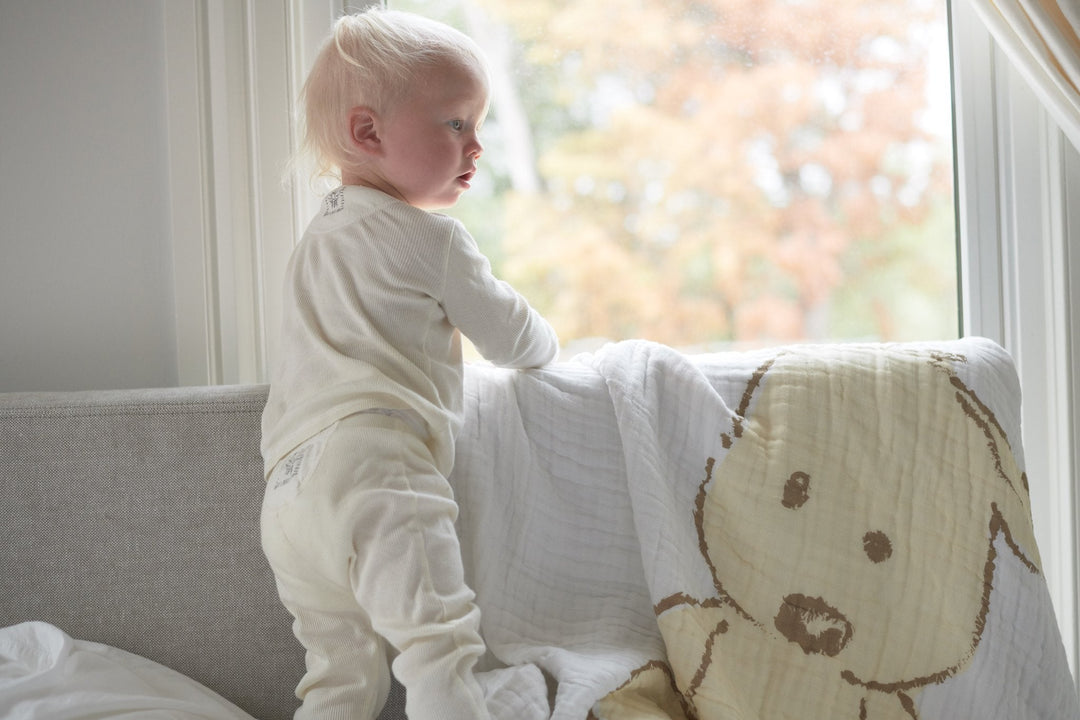 Kids & Baby Cotton Muslin Blanket, Teddy Bear & Plaid Pattern