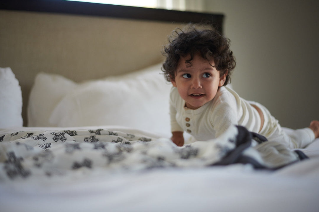 Kids & Baby Bamboo Muslin Blanket, Nordic Stamps & Stripes