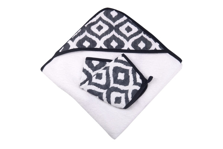 Baby Cotton Hooded Towel and Washcloth Set, Moroccan