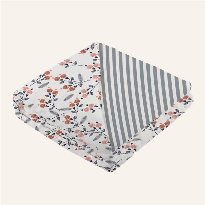 Kids & Baby Bamboo Muslin Blanket, Dahlias & Stripes