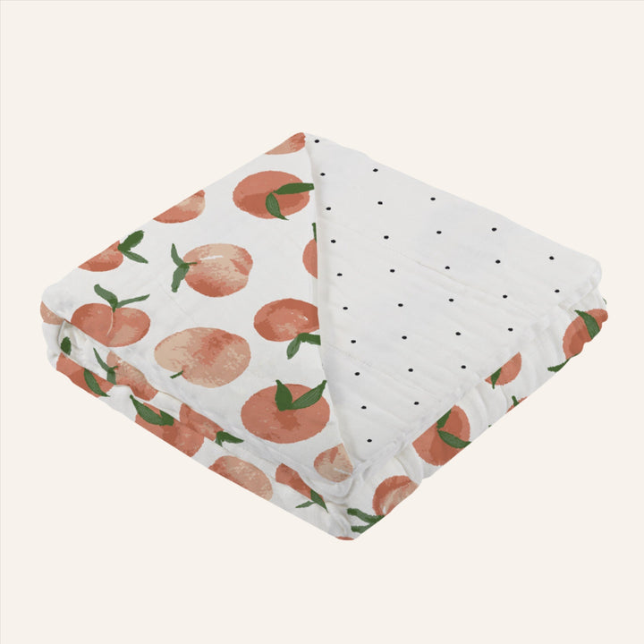 Kids & Baby Bamboo Muslin Blanket, Peaches & Polka Dots