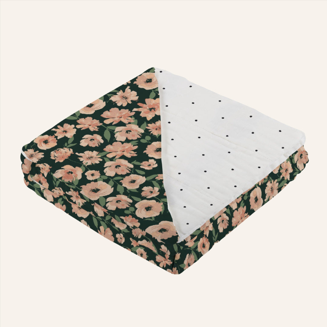 Kids Bamboo Blanket, Sunset Flowers & Polka Dots