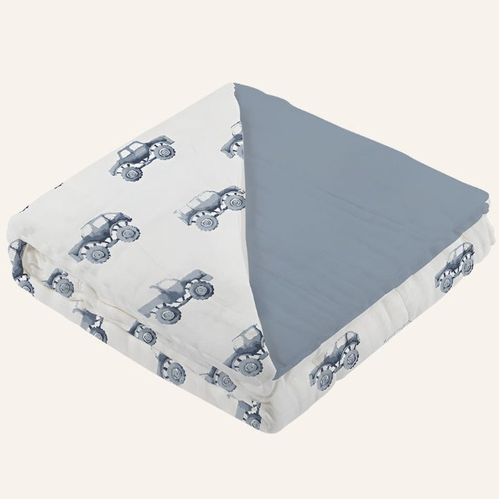 Kids & Baby Cotton Muslin Blanket, Blue Monster Trucks