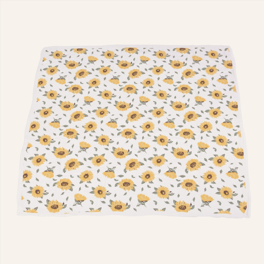 Kids Bamboo Muslin Blanket, Sunflowers & Bees