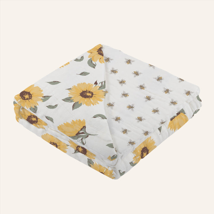 Kids Bamboo Muslin Blanket, Sunflowers & Bees