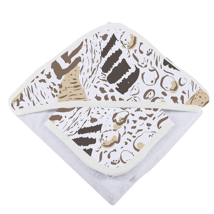 Baby Bamboo Hooded Towel & Washcloth Set, Safari Animal Print
