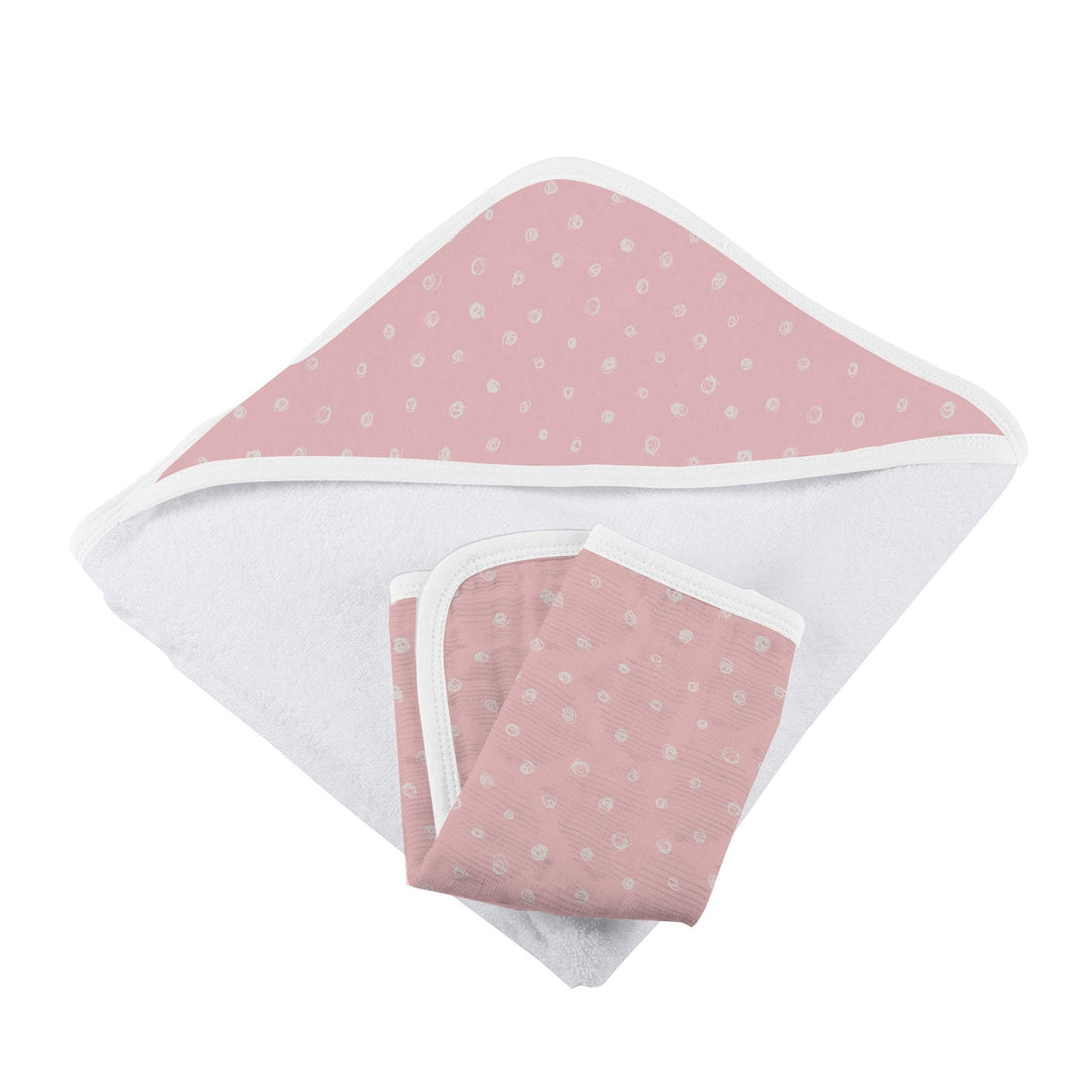 Baby Bamboo Hooded Towel and Washcloth Set, Pink & Pearly Polka Dots