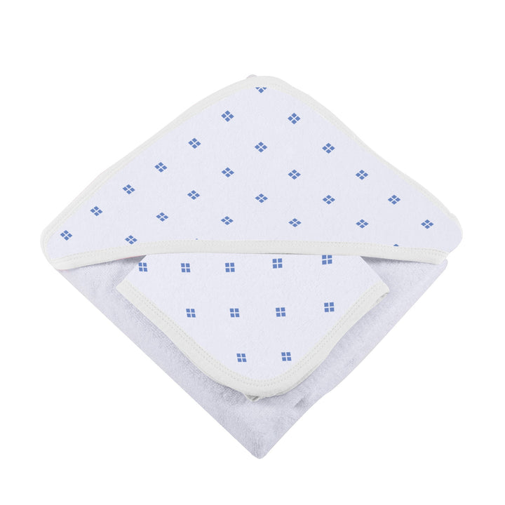 Baby Bamboo Hooded Towel and Washcloth Set, Diamond Polka Dot Pattern