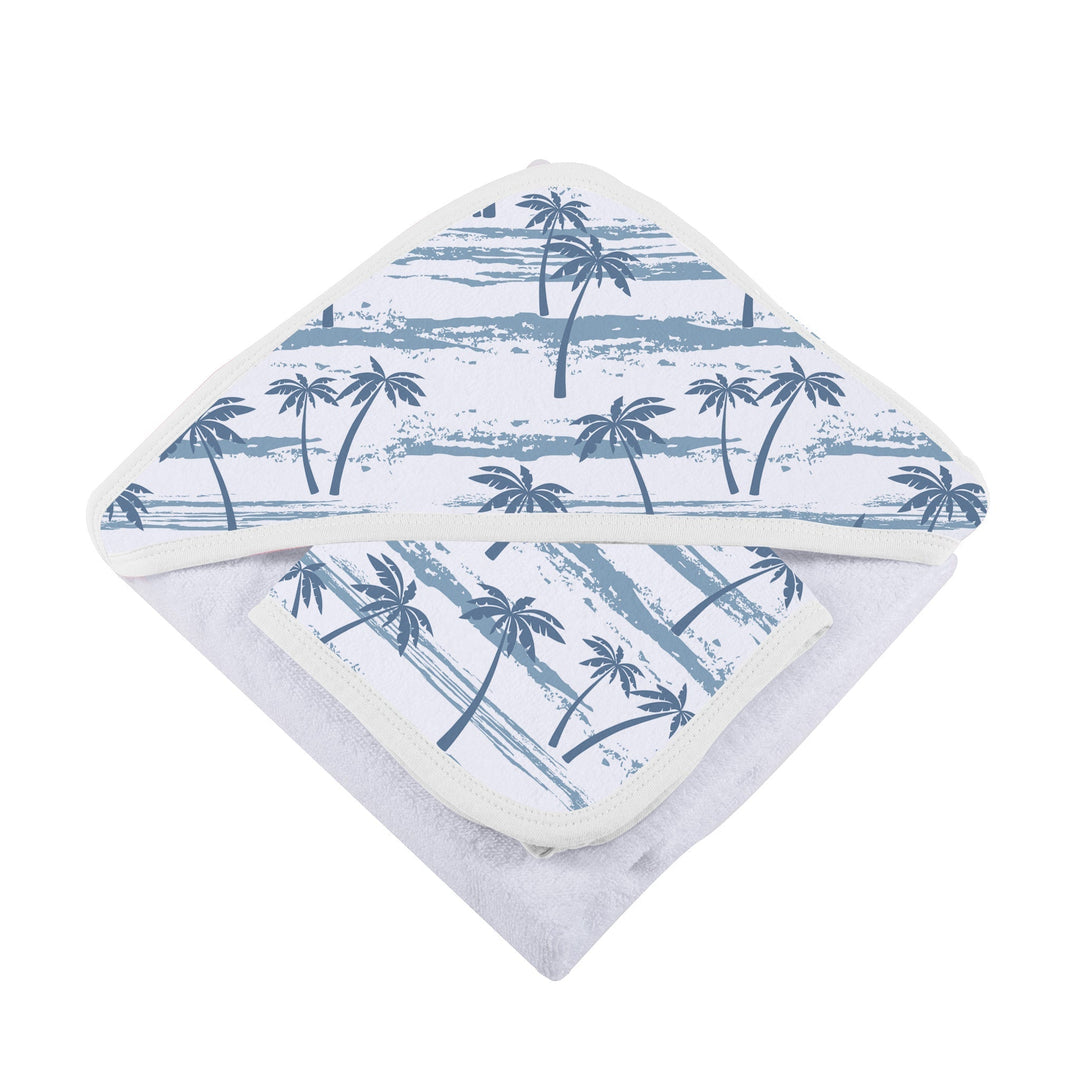 Baby Bamboo Hooded Towel and Washcloth Set, Beach & Palm Trees