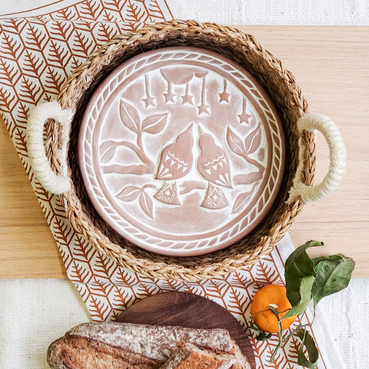 Bread Basket with Warming Stone, Lovebirds