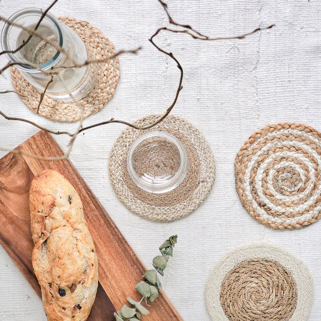 Natural Trivet Set, Heart Pouch