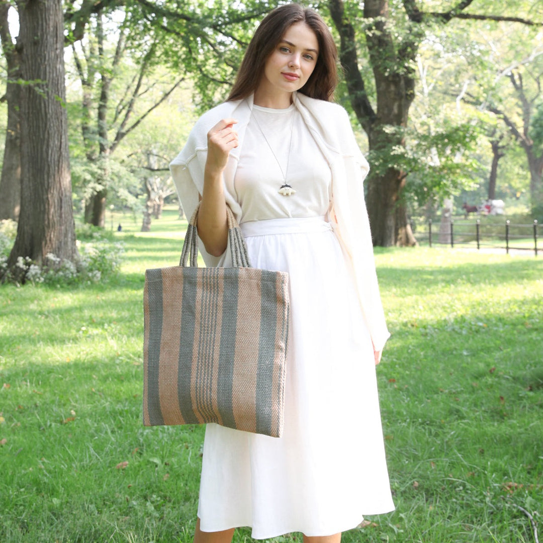 Handwoven Jute Tote Bag, Pale Green