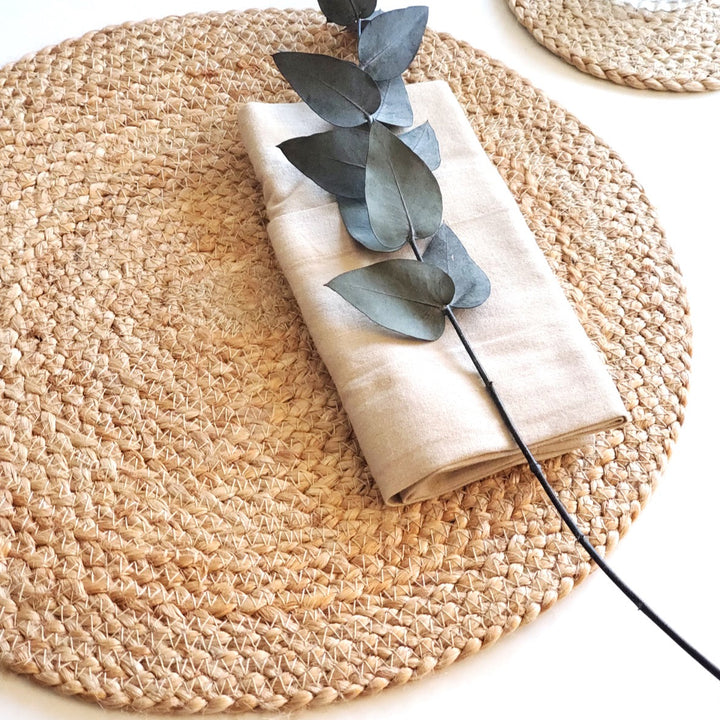 Handmade Natural Round Placemats, Set of 4