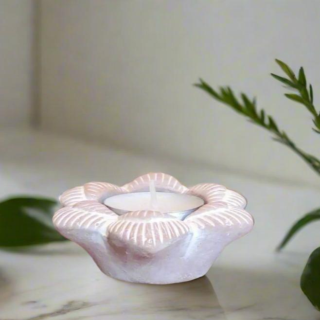 Terracotta Tea Light Candle Holder, Flower