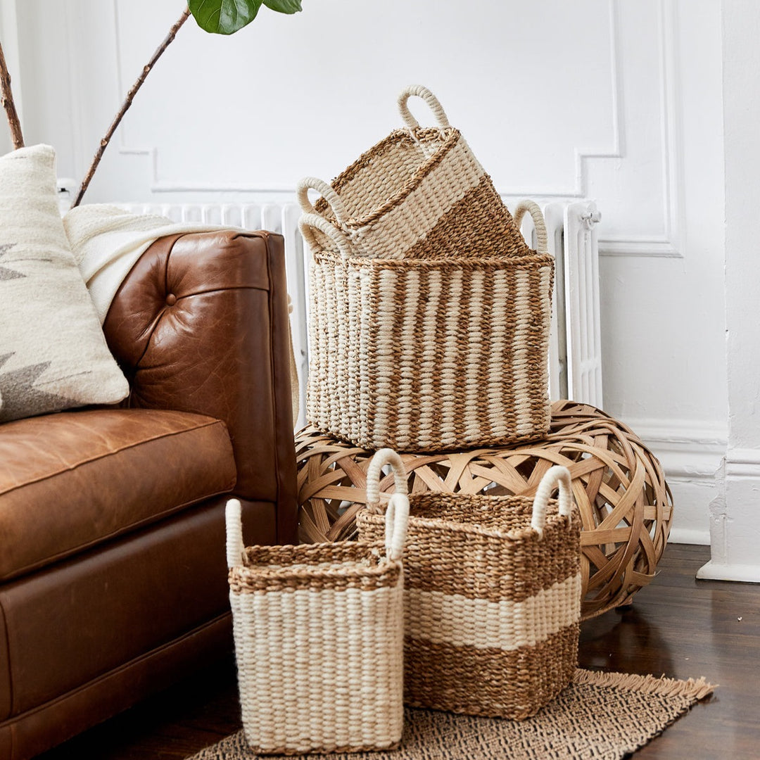 Storage Basket, Rectangular with Rope Handles