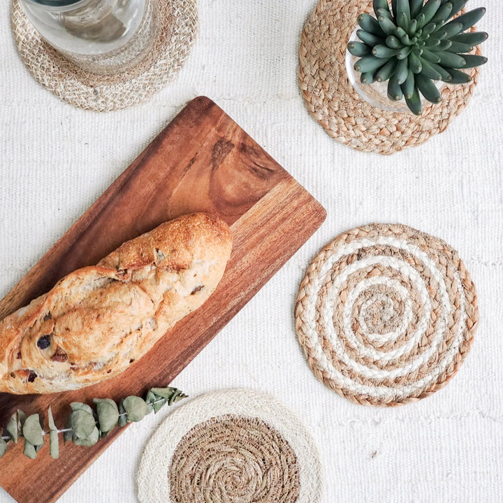 Natural Trivet Set, Heart Pouch