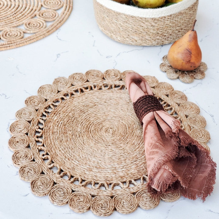 Jute Flower Placemats, Set of 2