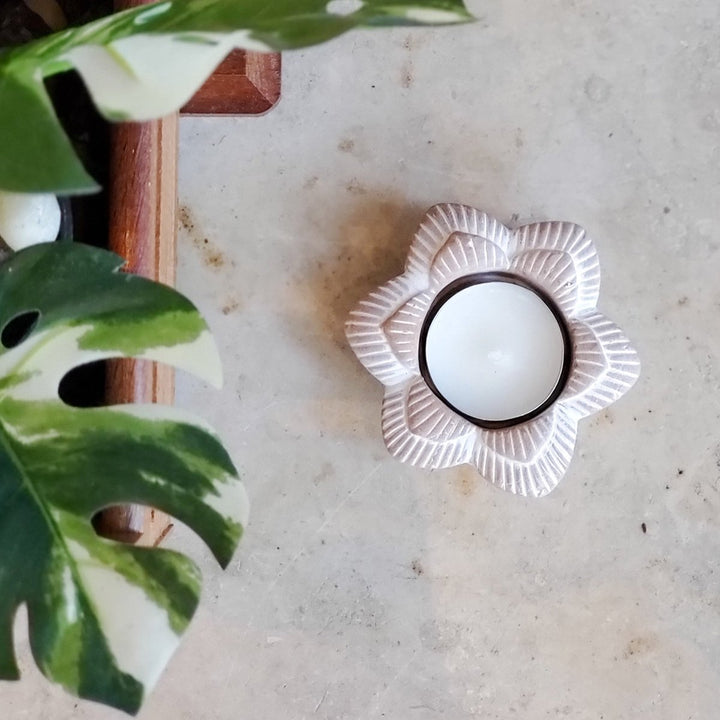 Terracotta Tea Light Candle Holder, Flower