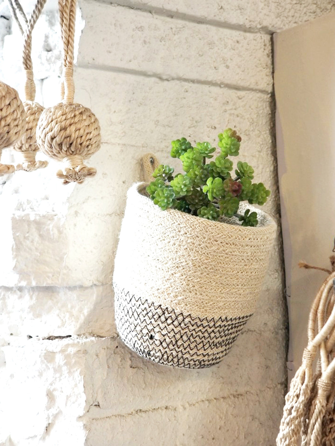 Woven Loop Basket, Black Stitching