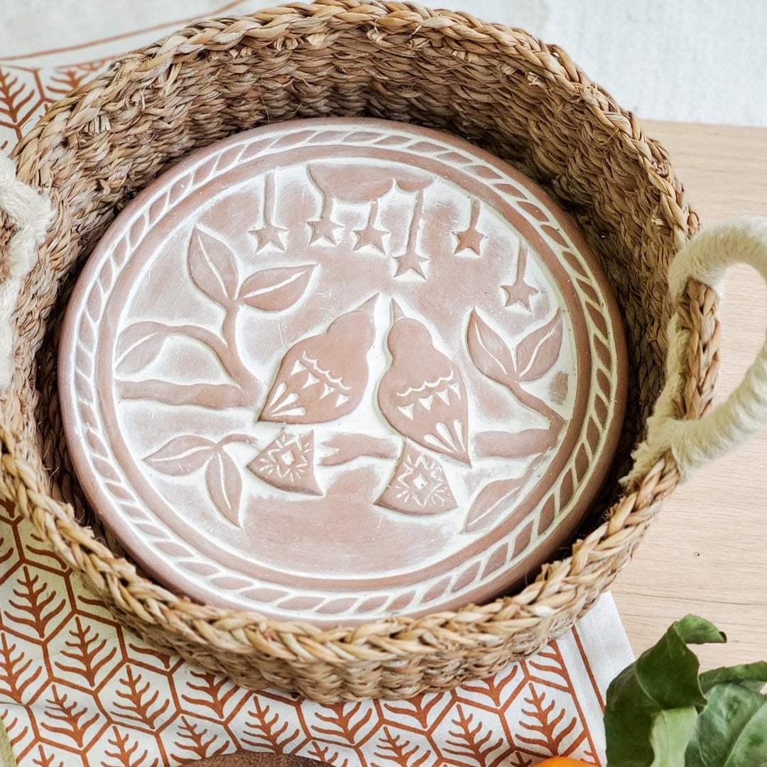 Bread Basket with Warming Stone, Lovebirds