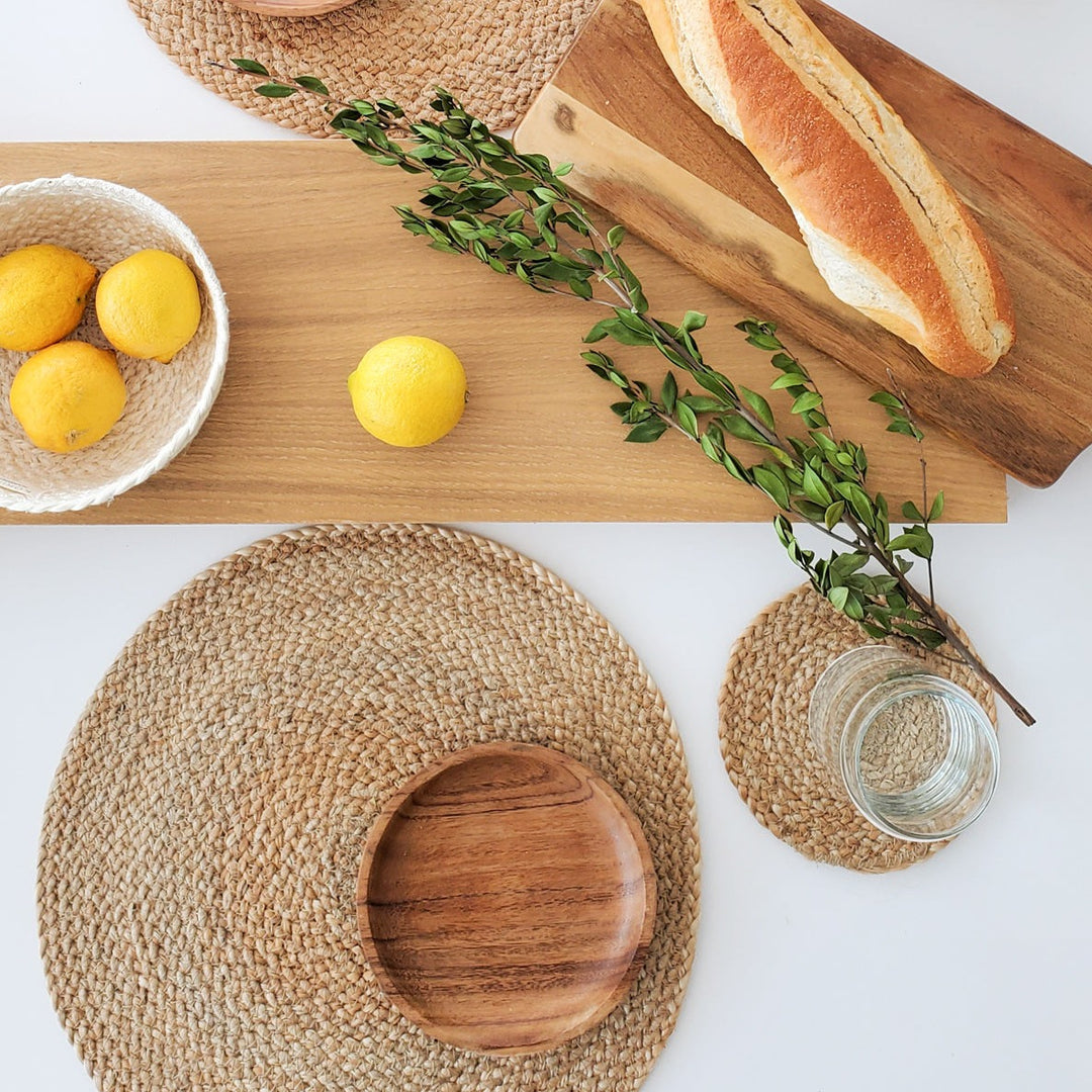 Handmade Natural Round Placemats, Set of 4