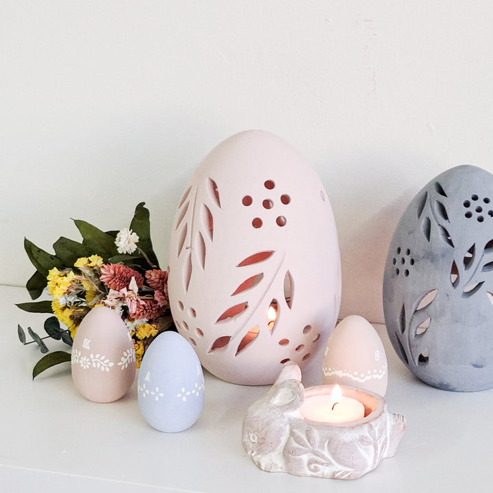 Handmade Terracotta Egg Tea-light Lantern, Set of 2