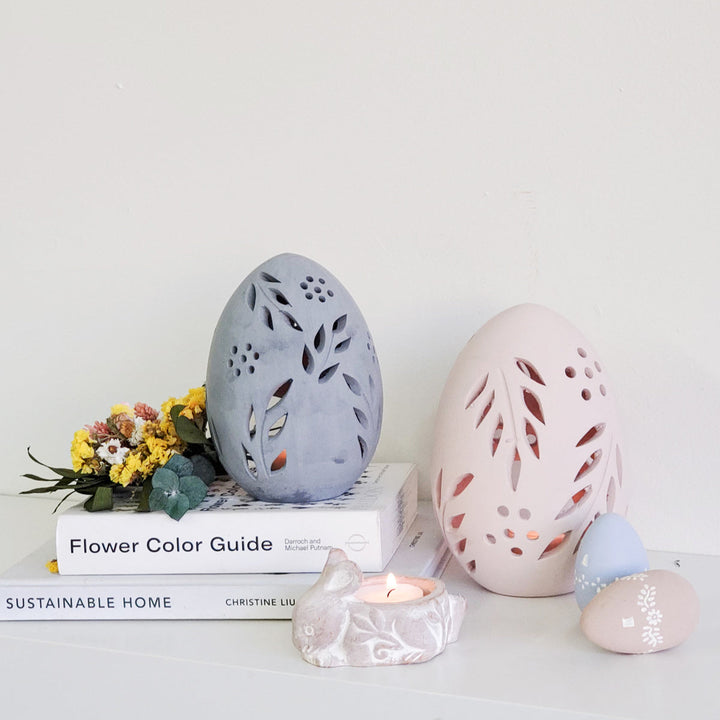 Handmade Terracotta Egg Tea-light Lantern, Set of 2
