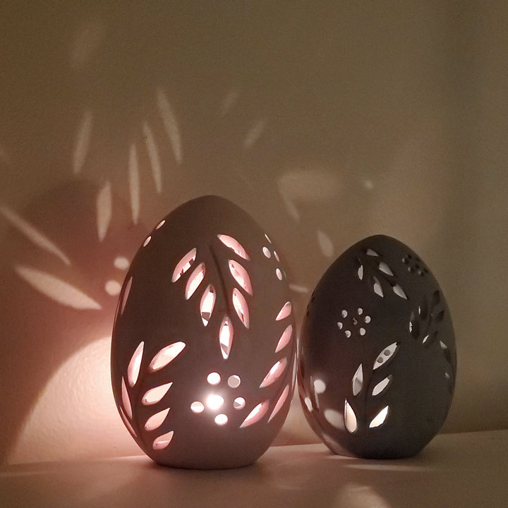 Handmade Terracotta Egg Tea-light Lantern, Set of 2