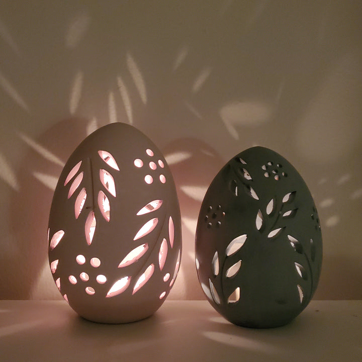 Handmade Terracotta Egg Tea-light Lantern, Set of 2