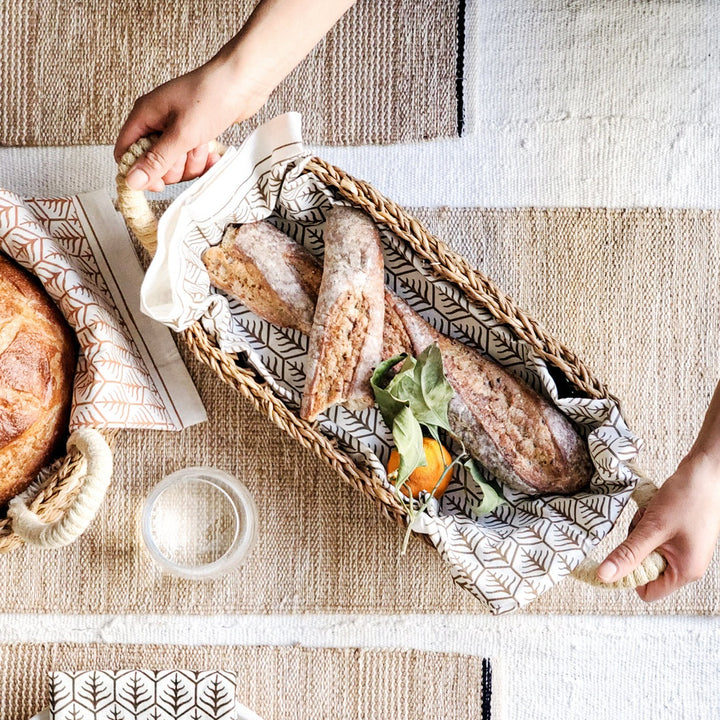 Bread Basket, White Rope Handles