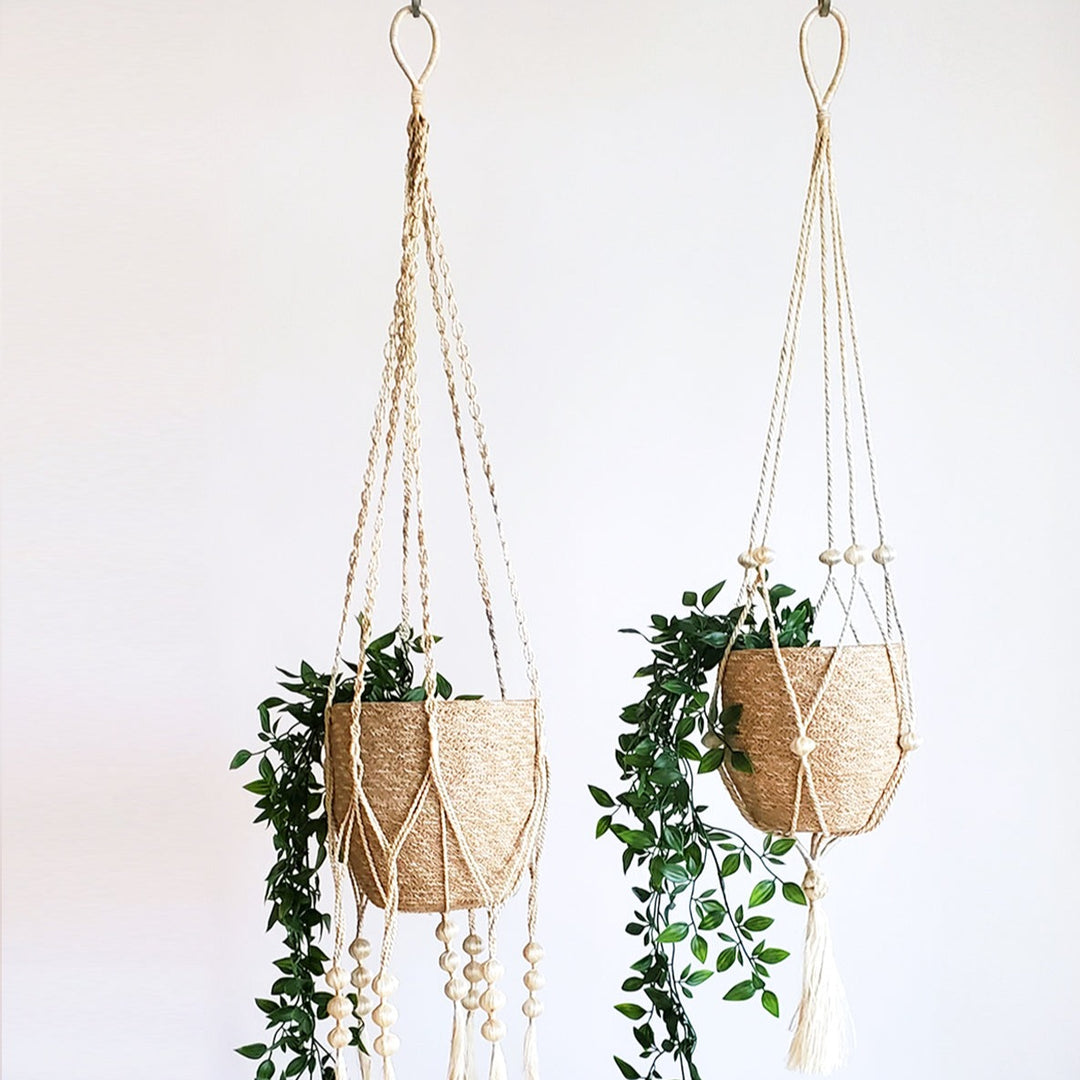 Handwoven Jute Bin, Natural & White Mix