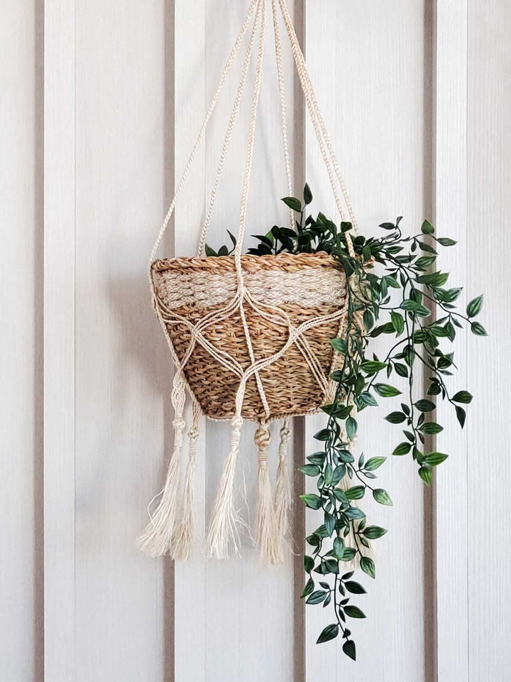 Handwoven Rope Plant Hanger, Tassels