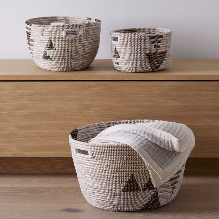 Handmade African Minimalist Storage Baskets, Set of 3