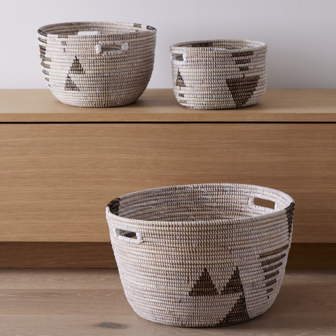 Handmade African Minimalist Storage Baskets, Set of 3