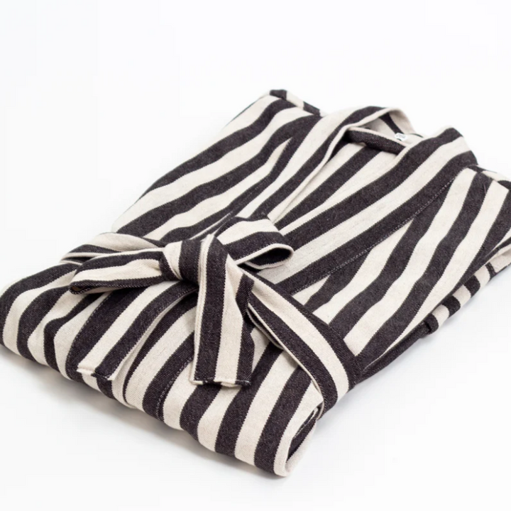 Cotton-Linen Striped Bath Robe, Unisex