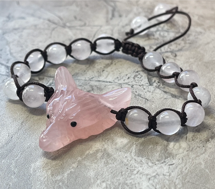 Wolf Spirit Animal Beads Bracelet, Choice of Stone