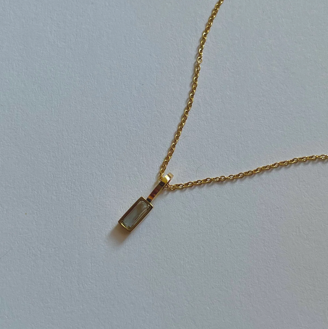 Dainty Birthstone Necklace, 18K Gold Plated